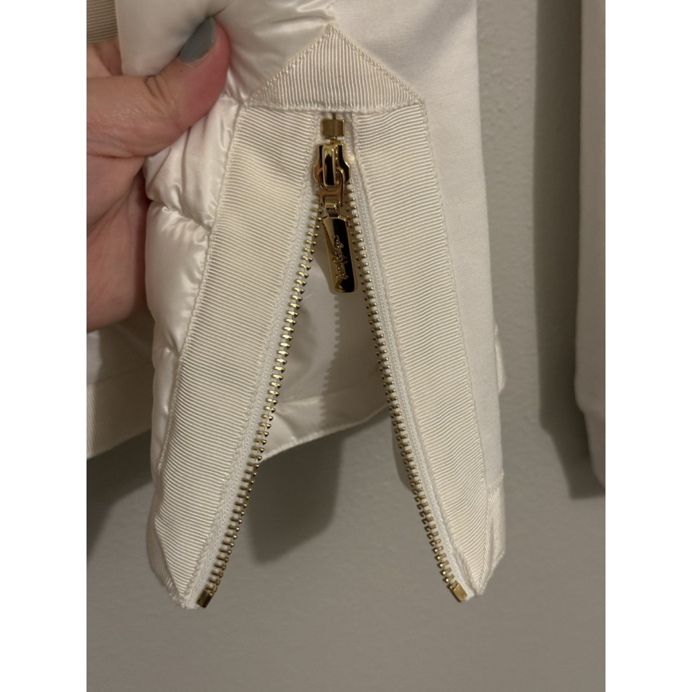 Lilly Pulitzer Haley Lightweight Down Puffer Jacket Ivory White Size L - Picture 4 of 5